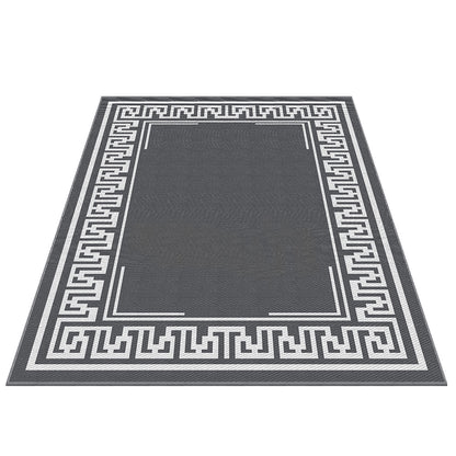 Outdoor Rugs 274x366cm Reversible Area Mat Dual-Sided Patio Rug - Greek Key
