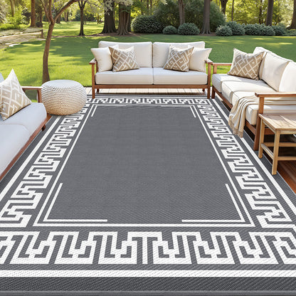 Outdoor Rugs 274x366cm Reversible Area Mat Dual-Sided Patio Rug - Greek Key