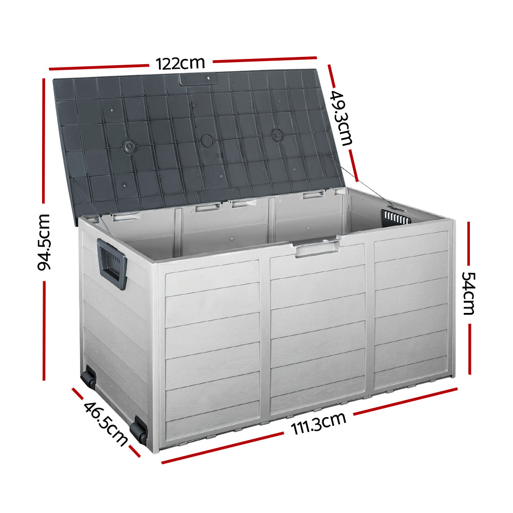 Outdoor Storage Box 290L Lockable Organiser Garden Deck Shed Tool - Grey