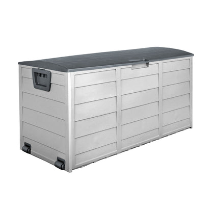 Outdoor Storage Box 290L Lockable Organiser Garden Deck Shed Tool - Grey