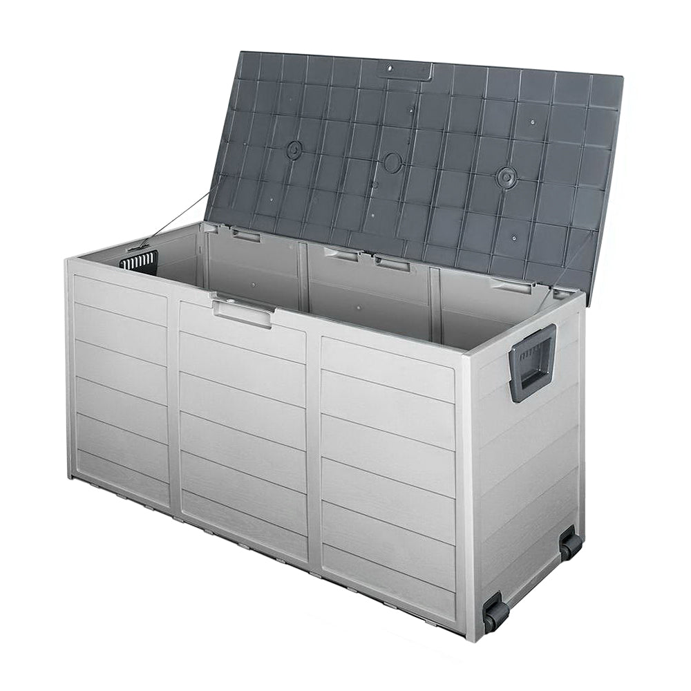 Outdoor Storage Box 290L Lockable Organiser Garden Deck Shed Tool - Grey