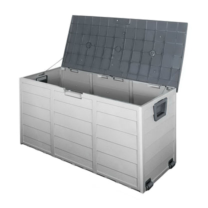Outdoor Storage Box 290L Lockable Organiser Garden Deck Shed Tool - Grey