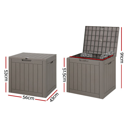 Outdoor Storage Box 118L Container Lockable Garden Toy Tool Shed Grey