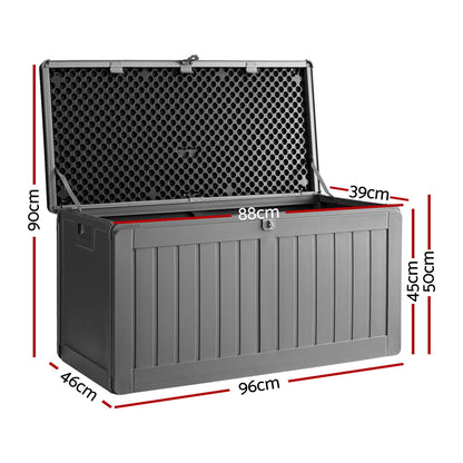 Outdoor Storage Box 190L Container Lockable Garden Bench Tool Shed - Black