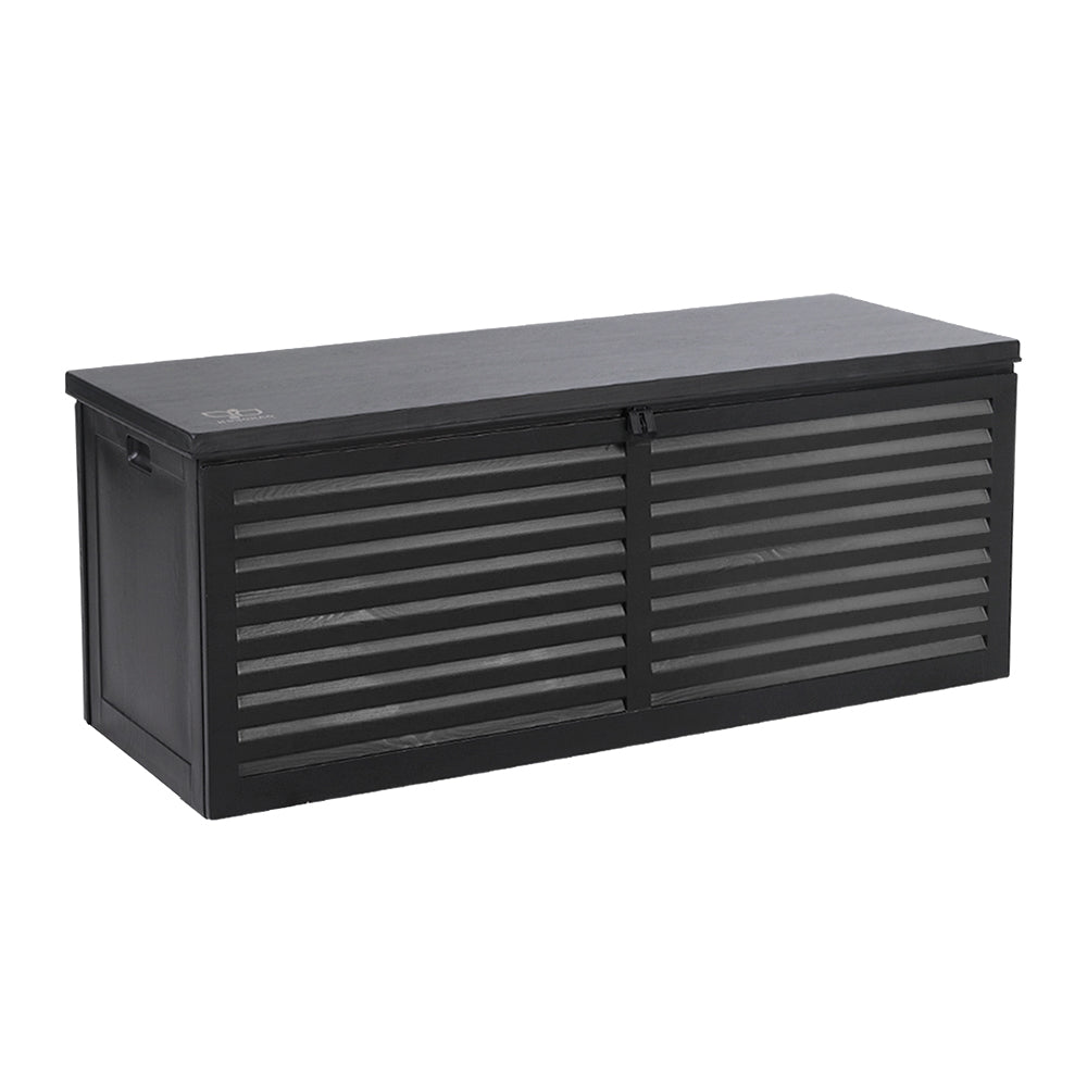 Outdoor Storage Box 390L Container Lockable Garden Bench Shed Tools Toy - Black