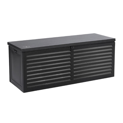 Outdoor Storage Box 390L Container Lockable Garden Bench Shed Tools Toy - Black