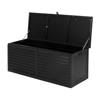 Outdoor Storage Box 390L Container Lockable Garden Bench Shed Tools Toy - Black