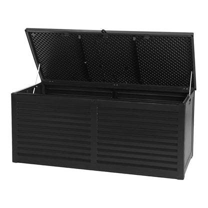 Outdoor Storage Box 490L Container Lockable Garden Bench Shed Tools Toy - Black