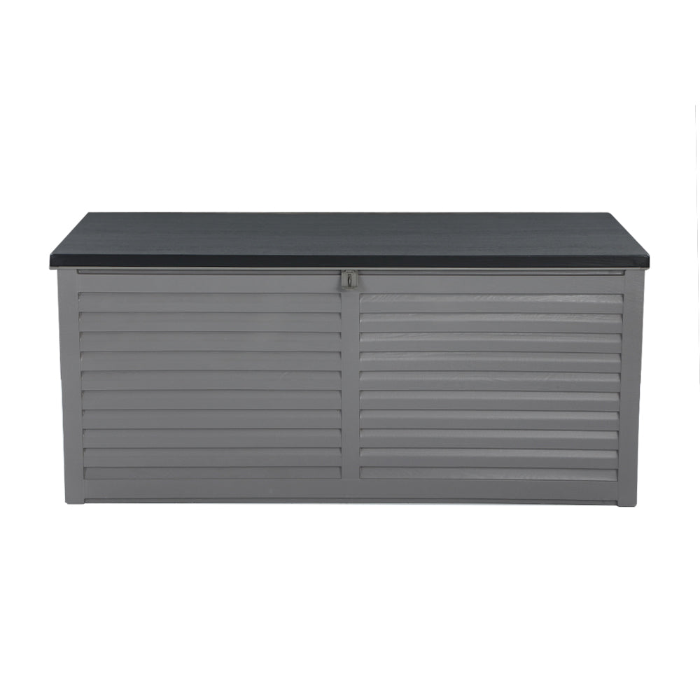 Outdoor Storage Box 490L Container Lockable Garden Bench Tools Toy Shed - Black