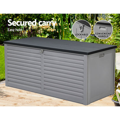 Outdoor Storage Box 490L Container Lockable Garden Bench Tools Toy Shed - Black