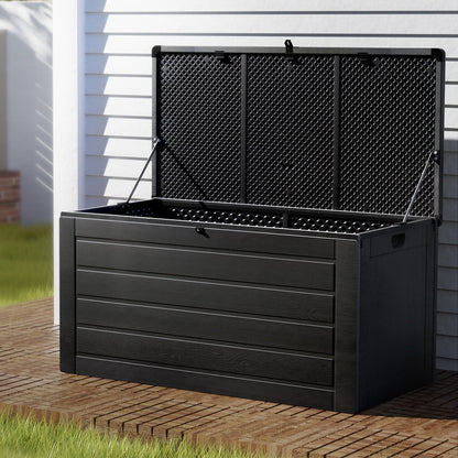 Outdoor Storage Box 680L Container Lockable Garden Bench Shed Tool - Black