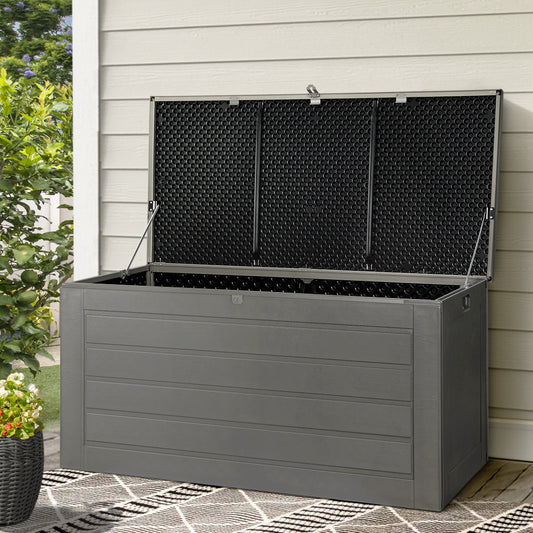 Outdoor Storage Box 680L Container Lockable Garden Bench Tool Shed - Black