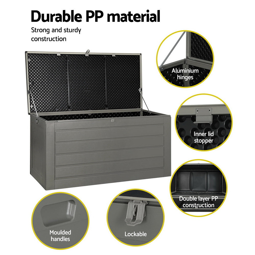 Outdoor Storage Box 680L Container Lockable Garden Bench Tool Shed - Black