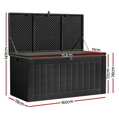 Outdoor Storage Box 830L Container Lockable Bench Tool Shed - Black
