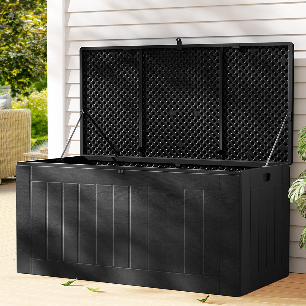 Outdoor Storage Box 830L Container Lockable Bench Tool Shed - Black
