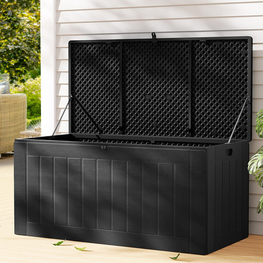 Outdoor Storage Box 830L Container Lockable Bench Tool Shed - Black