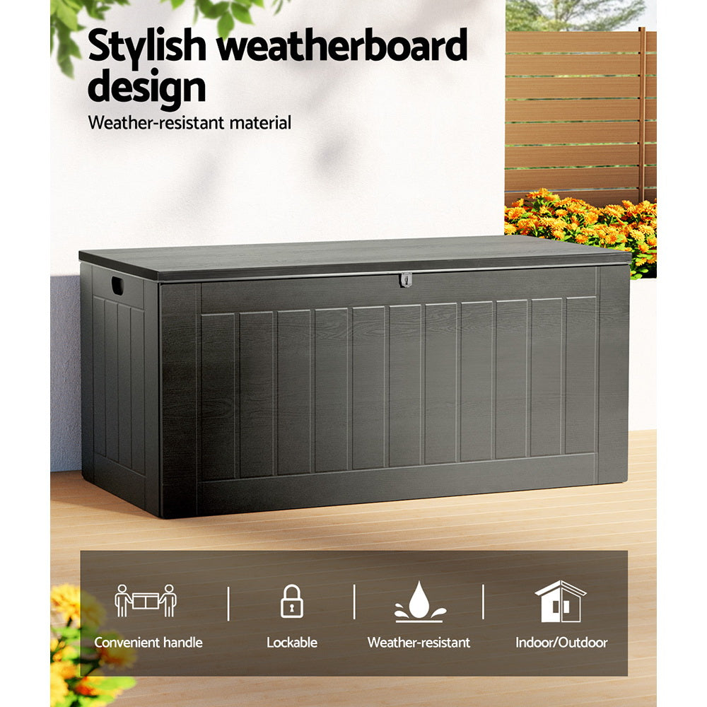 Outdoor Storage Box 830L Container Lockable Garden Bench Tool Shed - Black