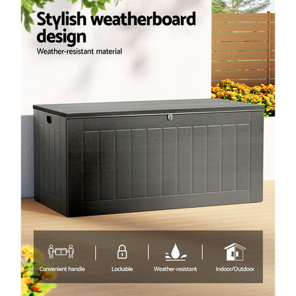 Outdoor Storage Box 830L Container Lockable Garden Bench Tool Shed - Black