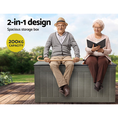 Outdoor Storage Box 830L Container Lockable Garden Bench Tool Shed - Black