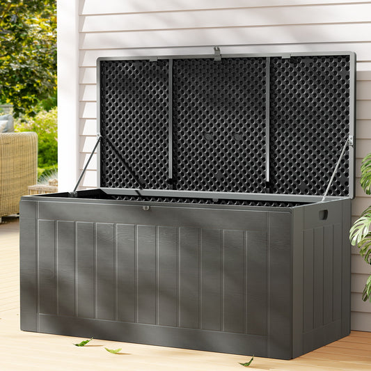 Outdoor Storage Box 830L Container Lockable Garden Bench Tool Shed - Black