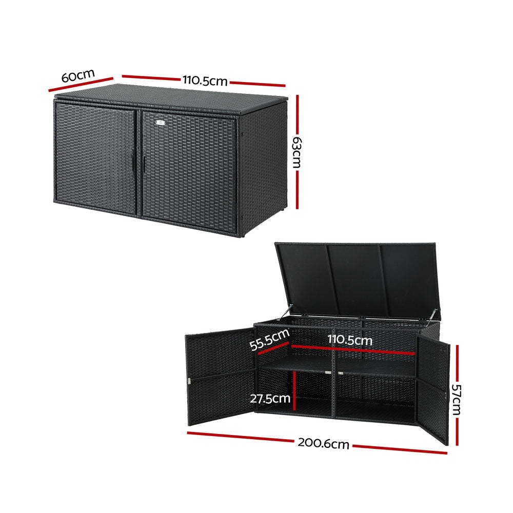 Outdoor Storage Cabinet Box Deck Wicker - Black