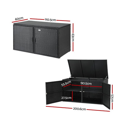 Outdoor Storage Cabinet Box Deck Wicker - Black