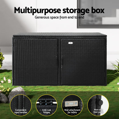 Outdoor Storage Cabinet Box Deck Wicker - Black