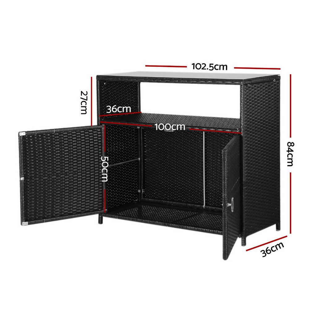 Outdoor Wicker Storage Cabinet - Black
