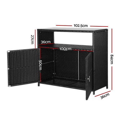 Outdoor Wicker Storage Cabinet - Black