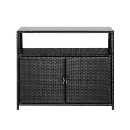 Outdoor Wicker Storage Cabinet - Black