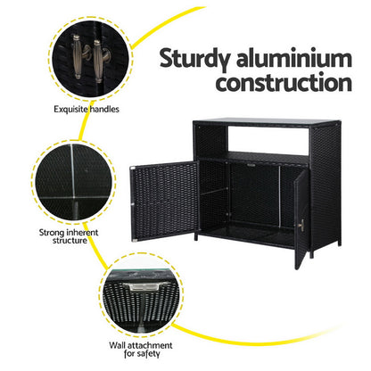 Outdoor Wicker Storage Cabinet - Black