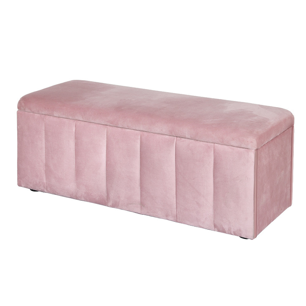 Storage Ottoman Blanket Box 103cm Velvet - Pink