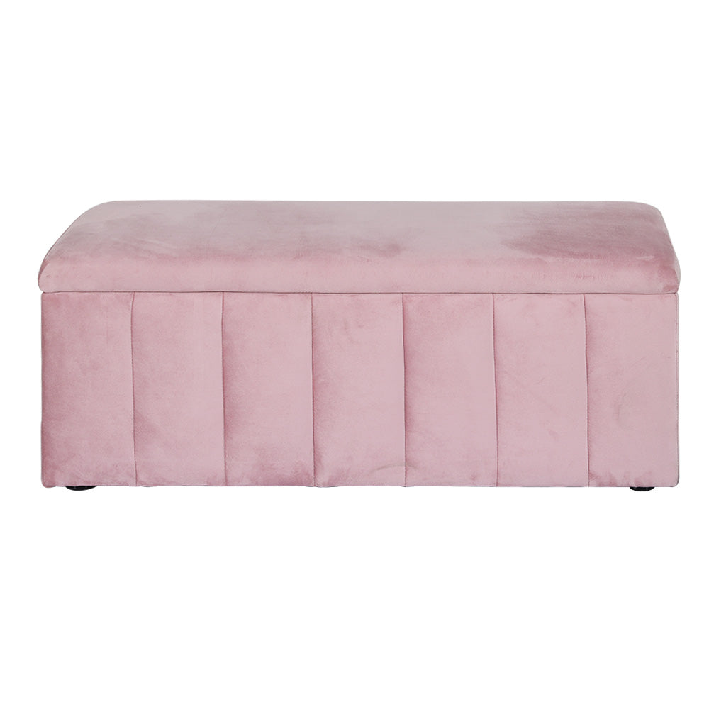 Storage Ottoman Blanket Box 103cm Velvet - Pink