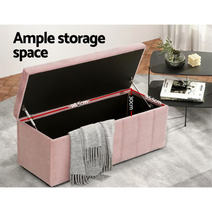Storage Ottoman Blanket Box 103cm Velvet - Pink