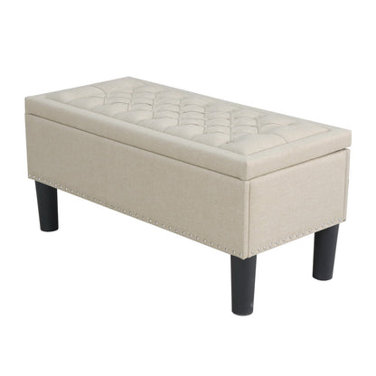 Storage Ottoman Blanket Box 96cm Linen - Taupe