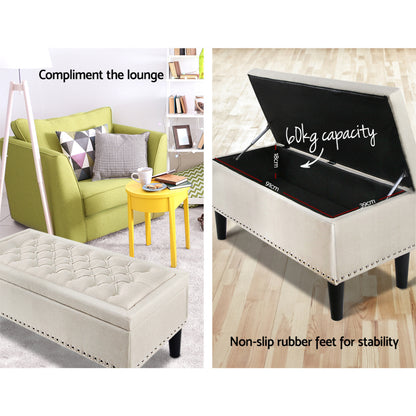 Storage Ottoman Blanket Box 96cm Linen - Taupe