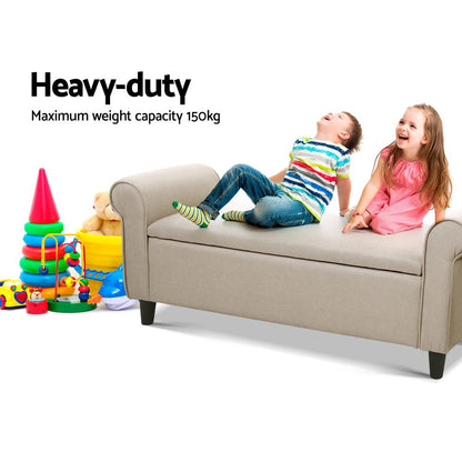 Storage Ottoman Blanket Box 125cm Arm Linen - Taupe