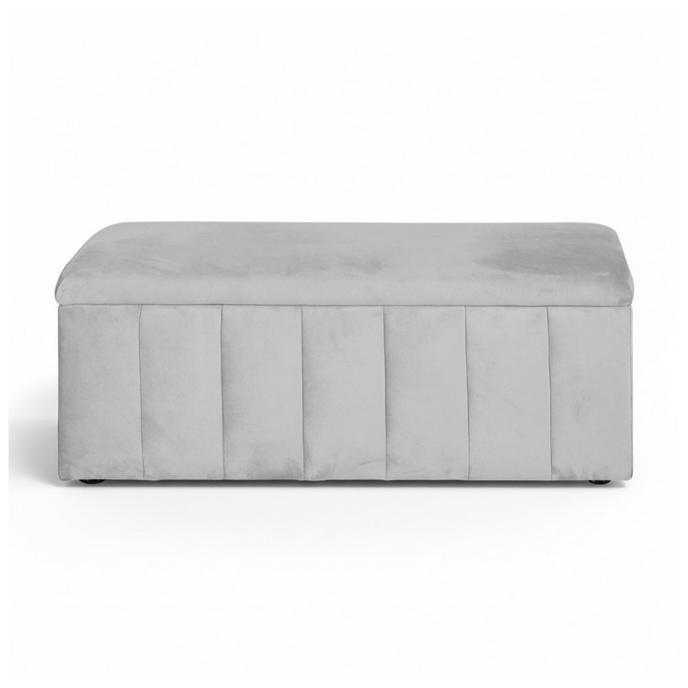 Storage Ottoman Blanket Box Velvet 103cm - Grey