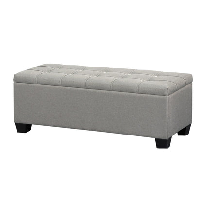 Storage Ottoman Blanket Box 97cm Button Linen - Grey