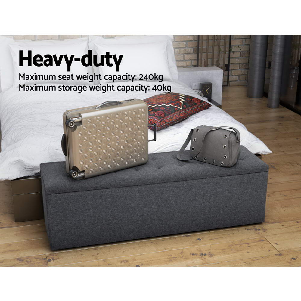 Storage Ottoman Blanket Box 140cm Linen - Dark Grey