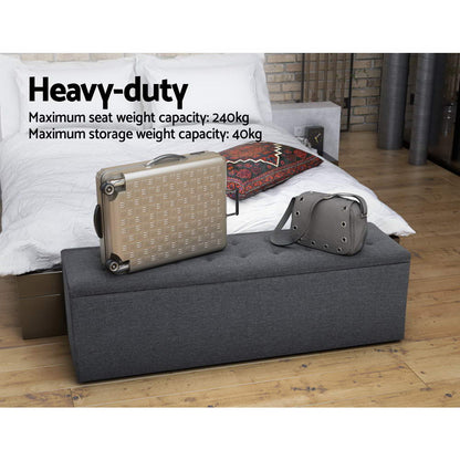 Storage Ottoman Blanket Box 140cm Linen - Dark Grey