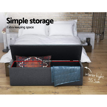 Storage Ottoman Blanket Box 140cm Linen - Dark Grey