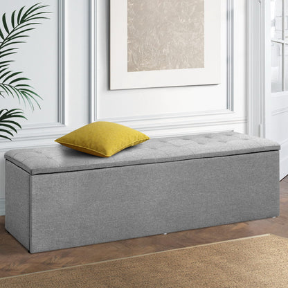 Storage Ottoman Blanket Box 140cm Linen - Grey