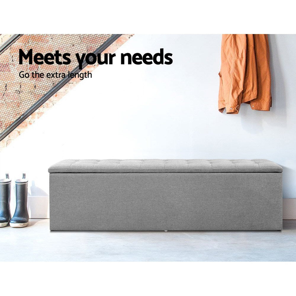 Storage Ottoman Blanket Box 140cm Linen - Grey