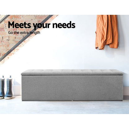 Storage Ottoman Blanket Box 140cm Linen - Grey