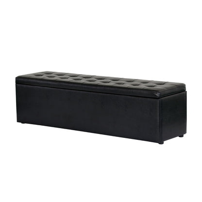 Storage Ottoman Blanket Box 140cm Leather - Black