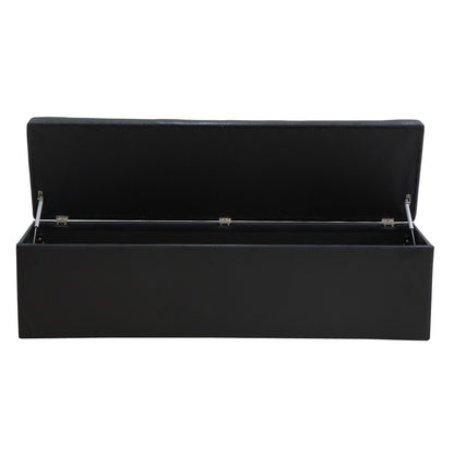 Storage Ottoman Blanket Box 140cm Leather - Black