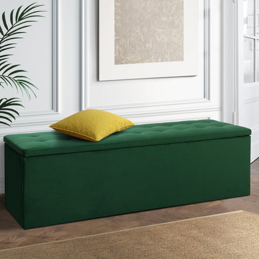 Storage Ottoman Blanket Box 140cm Velvet - Green