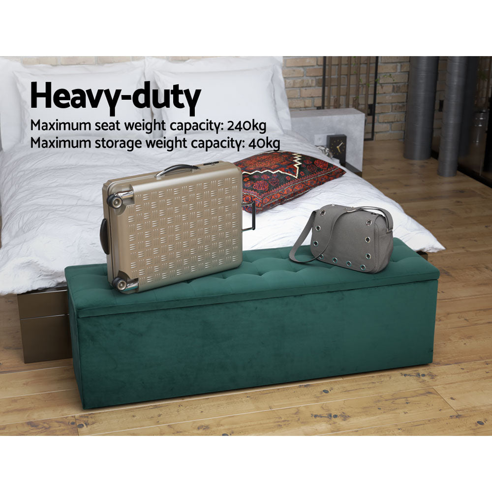 Storage Ottoman Blanket Box 140cm Velvet - Green