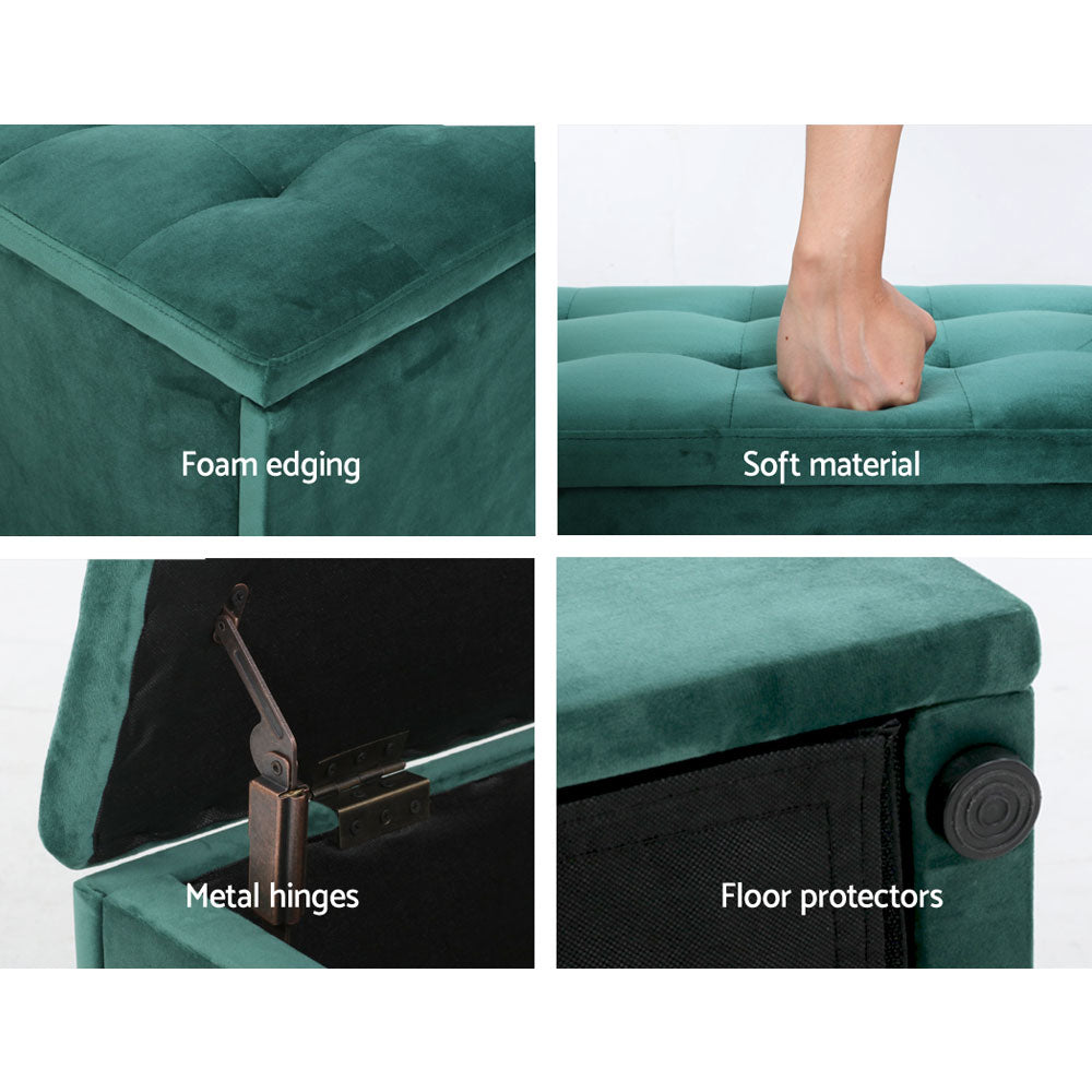 Storage Ottoman Blanket Box 140cm Velvet - Green